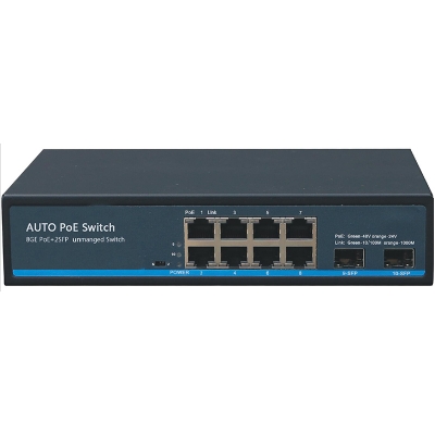 Gigabit 10 Port POE Switch 8 RJ45 Gigabit Ethernet With 2X1000M SFP Uplink POE Switch